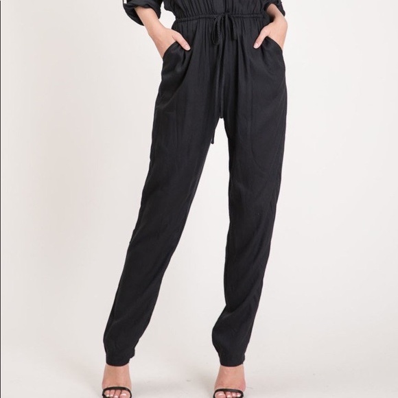 Sale SATIN BLOUSE TOP JUMPSUIT - Picture 6 of 7